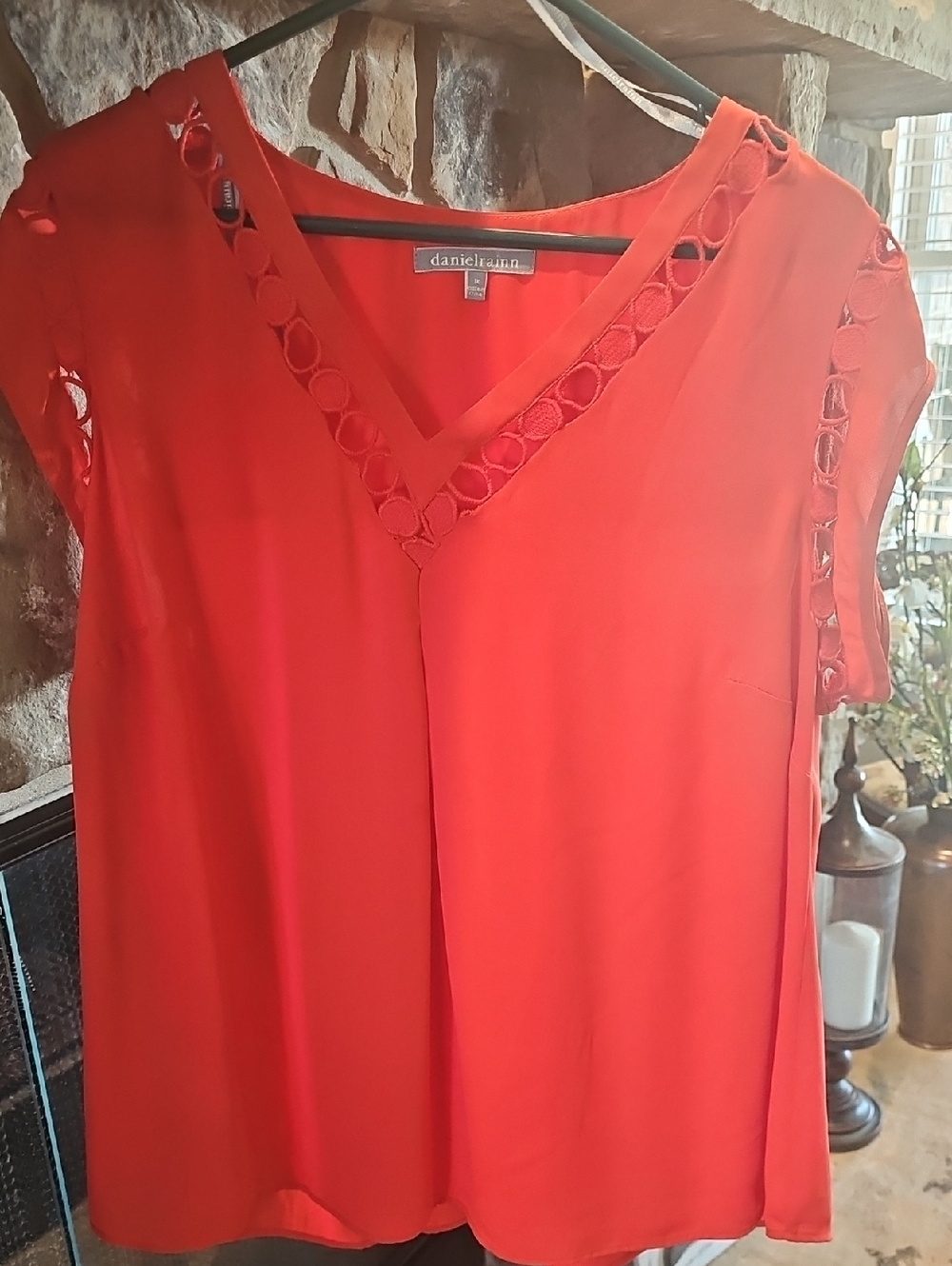 Daniel Rainn Red V-Neck Blouse 1X